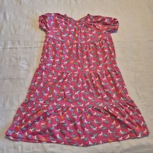 Garnet Hill girls size 12 pink horse designed dress, EUC